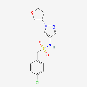 molecular formula C14H16ClN3O3S B2717589 1-(4-chlorophenyl)-N-(1-(tetrahydrofuran-3-yl)-1H-pyrazol-4-yl)methanesulfonamide CAS No. 1797351-10-0