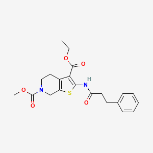 molecular formula C21H24N2O5S B2717595 3-ethyl 6-methyl 2-(3-phenylpropanamido)-4,5-dihydrothieno[2,3-c]pyridine-3,6(7H)-dicarboxylate CAS No. 886947-60-0