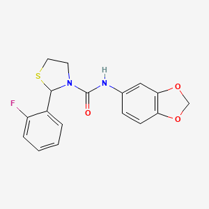 N-(benzo[d][1,3]dioxol-5-yl)-2-(2-fluorophenyl)thiazolidine-3-carboxamide