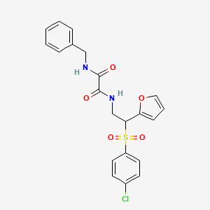 molecular formula C21H19ClN2O5S B2717602 N'-benzyl-N-[2-(4-chlorobenzenesulfonyl)-2-(furan-2-yl)ethyl]ethanediamide CAS No. 877816-19-8