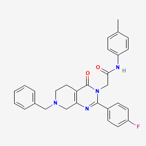 molecular formula C29H27FN4O2 B2717603 N-(4-methoxyphenyl)-2-{4-oxo-3-[(3-propyl-1,2,4-oxadiazol-5-yl)methyl]-3,4-dihydro-5H-pyrimido[5,4-b]indol-5-yl}acetamide CAS No. 1189698-74-5