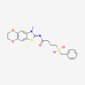 molecular formula C21H22N2O5S2 B2717612 4-benzylsulfonyl-N-(3-methyl-6,7-dihydro-[1,4]dioxino[2,3-f][1,3]benzothiazol-2-ylidene)butanamide CAS No. 1007034-22-1