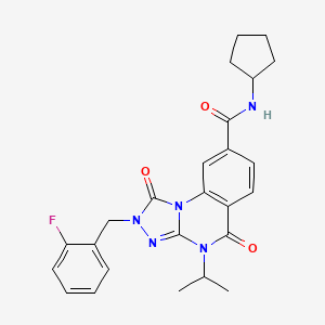 molecular formula C25H26FN5O3 B2717620 N-环戊基-2-(2-氟苄基)-4-异丙基-1,5-二氧代-1,2,4,5-四氢嘧啶并[1,2,4]三唑[4,3-a]喹啉-8-羧酰胺 CAS No. 1105214-28-5