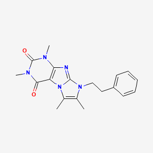 molecular formula C19H21N5O2 B2717631 1,3,6,7-tetramethyl-8-phenethyl-1H-imidazo[2,1-f]purine-2,4(3H,8H)-dione CAS No. 896591-51-8