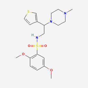 molecular formula C19H27N3O4S2 B2717638 2,5-dimethoxy-N-(2-(4-methylpiperazin-1-yl)-2-(thiophen-3-yl)ethyl)benzenesulfonamide CAS No. 946304-29-6