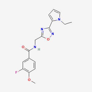 N-((3-(1-ethyl-1H-pyrrol-2-yl)-1,2,4-oxadiazol-5-yl)methyl)-3-fluoro-4-methoxybenzamide