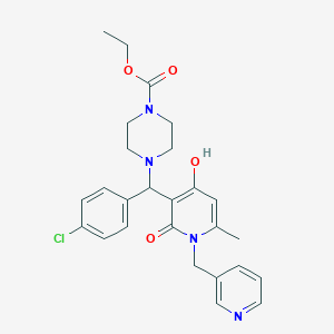 Ethyl 4-((4-chlorophenyl)(4-hydroxy-6-methyl-2-oxo-1-(pyridin-3-ylmethyl)-1,2-dihydropyridin-3-yl)methyl)piperazine-1-carboxylate