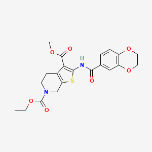 molecular formula C21H22N2O7S B2717651 6-ethyl 3-methyl 2-(2,3-dihydrobenzo[b][1,4]dioxine-6-carboxamido)-4,5-dihydrothieno[2,3-c]pyridine-3,6(7H)-dicarboxylate CAS No. 864926-25-0