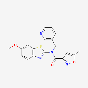molecular formula C19H16N4O3S B2717663 N-(6-methoxybenzo[d]thiazol-2-yl)-5-methyl-N-(pyridin-3-ylmethyl)isoxazole-3-carboxamide CAS No. 941903-49-7