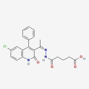 (Z)-5-(2-(1-(6-chloro-2-oxo-4-phenyl-1,2-dihydroquinolin-3-yl)ethylidene)hydrazinyl)-5-oxopentanoic acid