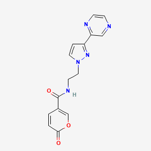 molecular formula C15H13N5O3 B2717699 2-oxo-N-(2-(3-(pyrazin-2-yl)-1H-pyrazol-1-yl)ethyl)-2H-pyran-5-carboxamide CAS No. 2034604-87-8