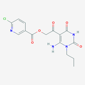 molecular formula C15H15ClN4O5 B2717700 2-(6-Amino-2,4-dioxo-1-propyl-1,2,3,4-tetrahydropyrimidin-5-yl)-2-oxoethyl 6-chloropyridine-3-carboxylate CAS No. 930692-67-4