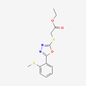 molecular formula C13H14N2O3S2 B2717706 Ethyl 2-({5-[2-(methylsulfanyl)phenyl]-1,3,4-oxadiazol-2-yl}sulfanyl)acetate CAS No. 338968-09-5