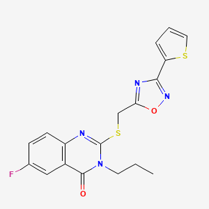6-fluoro-3-propyl-2-(((3-(thiophen-2-yl)-1,2,4-oxadiazol-5-yl)methyl)thio)quinazolin-4(3H)-one