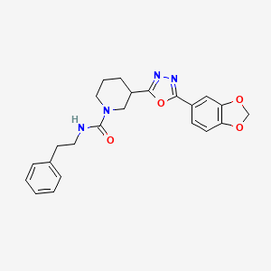 molecular formula C23H24N4O4 B2717710 3-(5-(benzo[d][1,3]dioxol-5-yl)-1,3,4-oxadiazol-2-yl)-N-phenethylpiperidine-1-carboxamide CAS No. 1172720-10-3