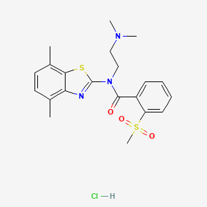molecular formula C21H26ClN3O3S2 B2717718 N-(2-(二甲基氨基)乙基)-N-(4,7-二甲基苯并[d]噻唑-2-基)-2-(甲磺酰)苯甲酰胺 盐酸盐 CAS No. 1215371-90-6