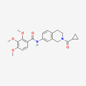 molecular formula C23H26N2O5 B2717722 N-(2-(cyclopropanecarbonyl)-1,2,3,4-tetrahydroisoquinolin-7-yl)-2,3,4-trimethoxybenzamide CAS No. 955766-62-8