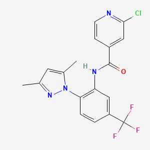 molecular formula C18H14ClF3N4O B2717724 2-chloro-N-[2-(3,5-dimethyl-1H-pyrazol-1-yl)-5-(trifluoromethyl)phenyl]pyridine-4-carboxamide CAS No. 1356573-26-6
