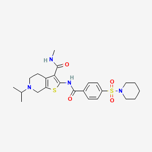 molecular formula C24H32N4O4S2 B2717731 6-isopropyl-N-methyl-2-(4-(piperidin-1-ylsulfonyl)benzamido)-4,5,6,7-tetrahydrothieno[2,3-c]pyridine-3-carboxamide CAS No. 533907-27-6