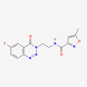 molecular formula C14H12FN5O3 B2717738 N-(2-(6-fluoro-4-oxobenzo[d][1,2,3]triazin-3(4H)-yl)ethyl)-5-methylisoxazole-3-carboxamide CAS No. 1903308-02-0