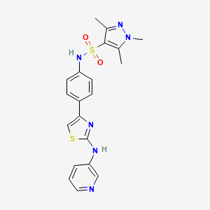 molecular formula C20H20N6O2S2 B2717792 1,3,5-trimethyl-N-(4-(2-(pyridin-3-ylamino)thiazol-4-yl)phenyl)-1H-pyrazole-4-sulfonamide CAS No. 1797727-84-4