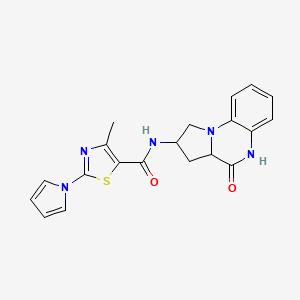 4-methyl-N-(4-oxo-1,2,3,3a,4,5-hexahydropyrrolo[1,2-a]quinoxalin-2-yl)-2-(1H-pyrrol-1-yl)thiazole-5-carboxamide