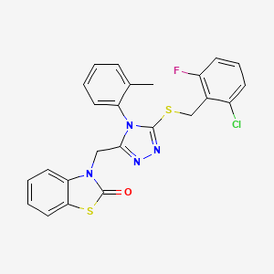 molecular formula C24H18ClFN4OS2 B2717814 3-((5-((2-chloro-6-fluorobenzyl)thio)-4-(o-tolyl)-4H-1,2,4-triazol-3-yl)methyl)benzo[d]thiazol-2(3H)-one CAS No. 847402-97-5