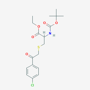 molecular formula C18H24ClNO5S B2717819 Ethyl 2-[(tert-butoxycarbonyl)amino]-3-{[2-(4-chlorophenyl)-2-oxoethyl]sulfanyl}propanoate CAS No. 1164101-37-4