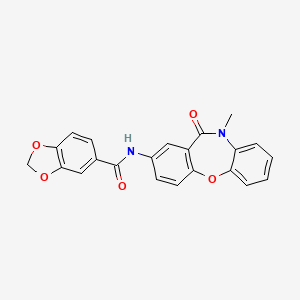 molecular formula C22H16N2O5 B2717828 N-(10-methyl-11-oxo-10,11-dihydrodibenzo[b,f][1,4]oxazepin-2-yl)benzo[d][1,3]dioxole-5-carboxamide CAS No. 921889-91-0