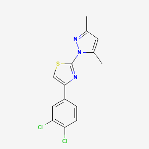 molecular formula C14H11Cl2N3S B2717835 4-(3,4-dichlorophenyl)-2-(3,5-dimethyl-1H-pyrazol-1-yl)-1,3-thiazole CAS No. 477762-46-2
