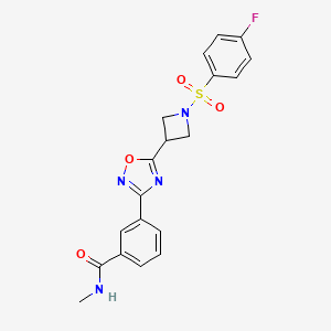 molecular formula C19H17FN4O4S B2717862 3-(5-(1-((4-fluorophenyl)sulfonyl)azetidin-3-yl)-1,2,4-oxadiazol-3-yl)-N-methylbenzamide CAS No. 1396749-64-6