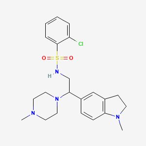2-chloro-N-(2-(1-methylindolin-5-yl)-2-(4-methylpiperazin-1-yl)ethyl)benzenesulfonamide