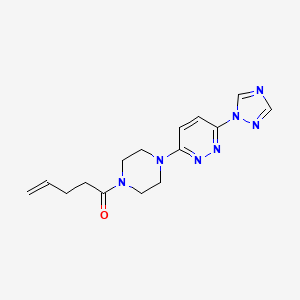 molecular formula C15H19N7O B2717887 1-(4-(6-(1H-1,2,4-triazol-1-yl)pyridazin-3-yl)piperazin-1-yl)pent-4-en-1-one CAS No. 1797725-89-3