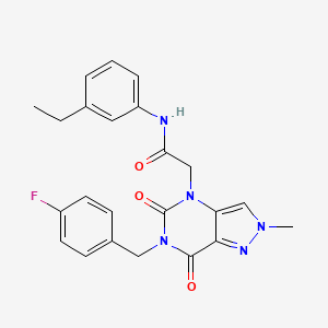 molecular formula C23H22FN5O3 B2717904 N-(3-乙基苯基)-2-(6-(4-氟苄基)-2-甲基-5,7-二氧代-6,7-二氢-2H-吡唑并[4,3-d]嘧啶-4(5H)-基)乙酰胺 CAS No. 951593-99-0