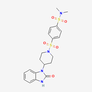 molecular formula C20H24N4O5S2 B2717905 N,N-dimethyl-4-{[4-(2-oxo-2,3-dihydro-1H-1,3-benzodiazol-1-yl)piperidin-1-yl]sulfonyl}benzene-1-sulfonamide CAS No. 2094576-12-0