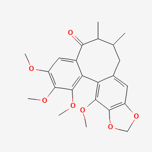 molecular formula C23H26O7 B2717907 3,4,5,19-四甲氧基-9,10-二甲基-15,17-二氧代四环[10.7.0.02,7.014,18]十九烷-1(19),2,4,6,12,14(18)-六烯-8-酮 CAS No. 144606-83-7
