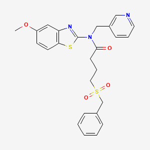 molecular formula C25H25N3O4S2 B2717912 4-(benzylsulfonyl)-N-(5-methoxybenzo[d]thiazol-2-yl)-N-(pyridin-3-ylmethyl)butanamide CAS No. 923458-96-2