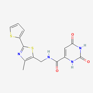 molecular formula C14H12N4O3S2 B2717938 N-((4-methyl-2-(thiophen-2-yl)thiazol-5-yl)methyl)-2,6-dioxo-1,2,3,6-tetrahydropyrimidine-4-carboxamide CAS No. 1421489-87-3