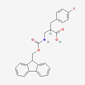 molecular formula C25H22FNO4 B2717940 2-[(9H-芴-9-基甲氧羰基)氨基甲基]-3-(4-氟苯基)丙酸 CAS No. 1823589-70-3