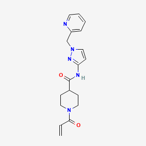 molecular formula C18H21N5O2 B2717941 1-Prop-2-enoyl-N-[1-(pyridin-2-ylmethyl)pyrazol-3-yl]piperidine-4-carboxamide CAS No. 2361896-69-5