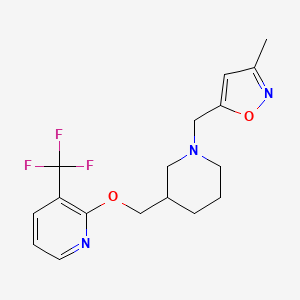 molecular formula C17H20F3N3O2 B2717947 3-Methyl-5-[[3-[[3-(trifluoromethyl)pyridin-2-yl]oxymethyl]piperidin-1-yl]methyl]-1,2-oxazole CAS No. 2379975-65-0