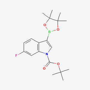 molecular formula C19H25BFNO4 B2717948 tert-butyl 6-fluoro-3-(4,4,5,5-tetramethyl-1,3,2-dioxaborolan-2-yl)-1H-indole-1-carboxylate CAS No. 1627721-59-8