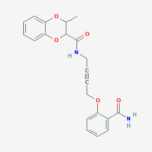 molecular formula C21H20N2O5 B2717954 N-(4-(2-carbamoylphenoxy)but-2-yn-1-yl)-3-methyl-2,3-dihydrobenzo[b][1,4]dioxine-2-carboxamide CAS No. 1421456-85-0