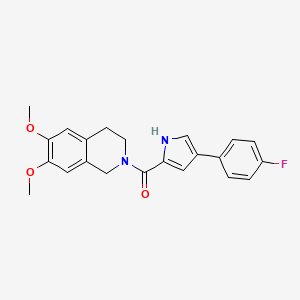 molecular formula C22H21FN2O3 B2717959 (6,7-dimethoxy-3,4-dihydroisoquinolin-2(1H)-yl)(4-(4-fluorophenyl)-1H-pyrrol-2-yl)methanone CAS No. 1219906-09-8