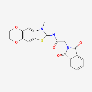 molecular formula C20H15N3O5S B2717960 2-(1,3-dioxoisoindol-2-yl)-N-(3-methyl-6,7-dihydro-[1,4]dioxino[2,3-f][1,3]benzothiazol-2-ylidene)acetamide CAS No. 1321856-85-2