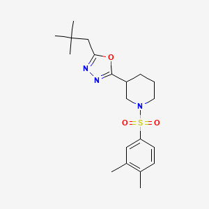 molecular formula C20H29N3O3S B2717966 2-(1-((3,4-Dimethylphenyl)sulfonyl)piperidin-3-yl)-5-neopentyl-1,3,4-oxadiazole CAS No. 1105227-56-2