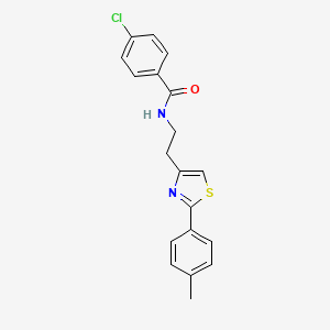 molecular formula C19H17ClN2OS B2717972 4-chloro-N-{2-[2-(4-methylphenyl)-1,3-thiazol-4-yl]ethyl}benzamide CAS No. 896613-91-5