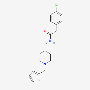 molecular formula C19H23ClN2OS B2717973 2-(4-chlorophenyl)-N-((1-(thiophen-2-ylmethyl)piperidin-4-yl)methyl)acetamide CAS No. 953916-76-2