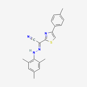 molecular formula C21H20N4S B2717975 (2E)-4-(4-methylphenyl)-N-(2,4,6-trimethylanilino)-1,3-thiazole-2-carboximidoyl cyanide CAS No. 477287-92-6