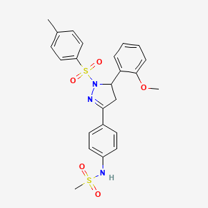 molecular formula C24H25N3O5S2 B2717980 N-(4-(5-(2-甲氧苯基)-1-藜蒿酮-4,5-二氢-1H-吡唑-3-基)苯基)甲磺酰胺 CAS No. 852140-90-0